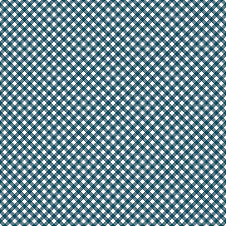 Teal and white gingham plaid fabric