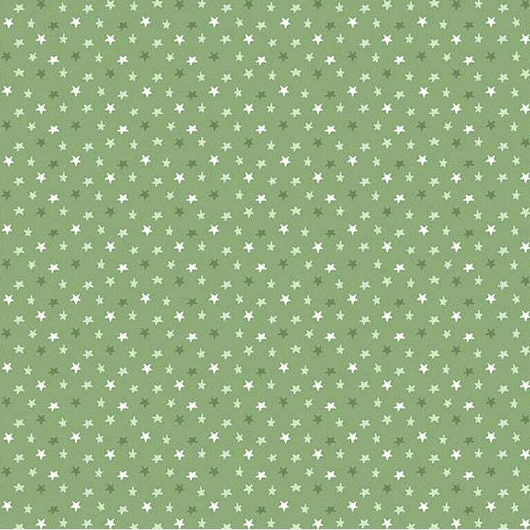 A pattern of small white stars on a soft green background.