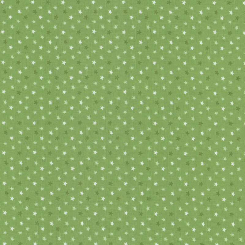 A pattern of small white stars on a soft green background.