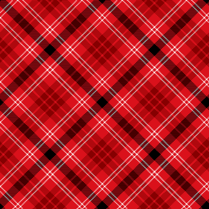 Red plaid pattern featuring intersecting black and white lines on a red background.