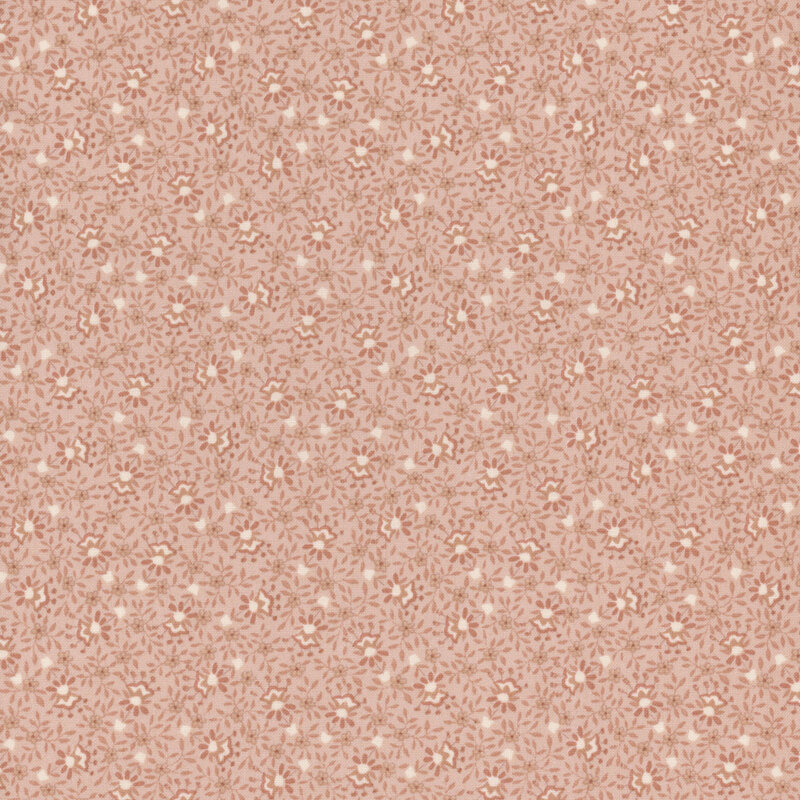 fabric pattern of flowers and leaves on a pink background