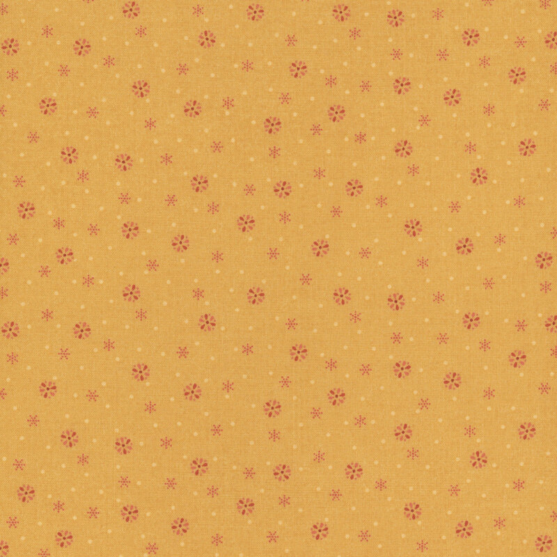 fabric pattern of tiny shapes on a orange background