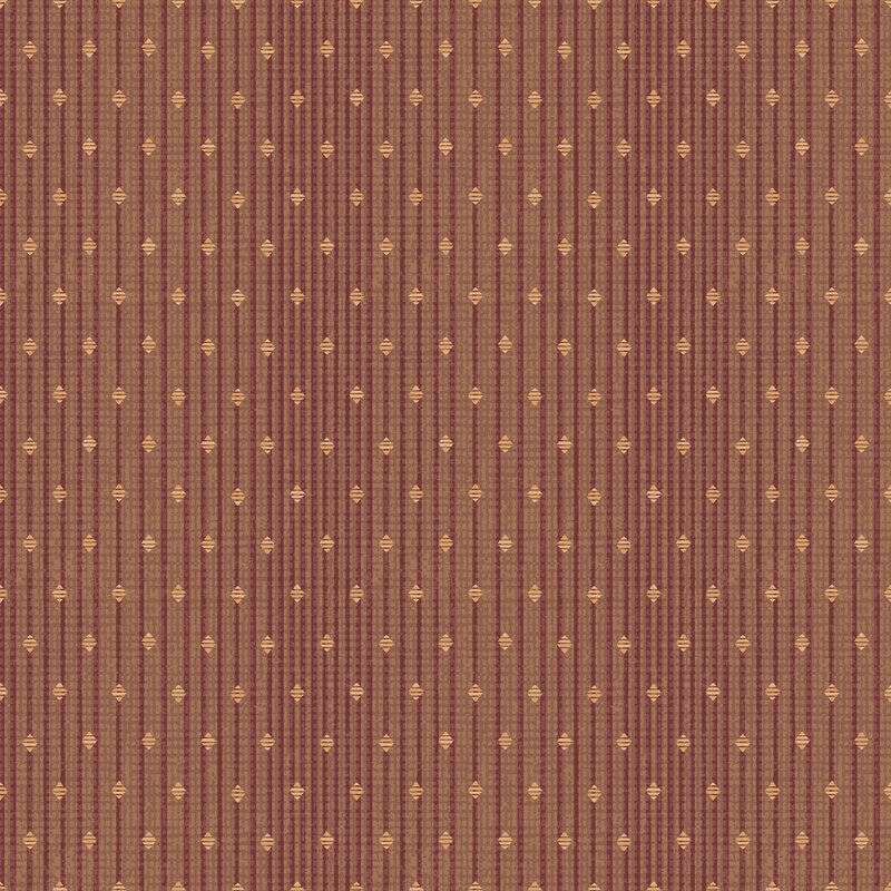 fabric pattern of diamond shapes and dark lines over a red background