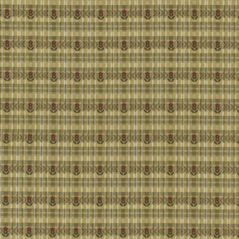 fabric pattern of embroidered flowers on a green background