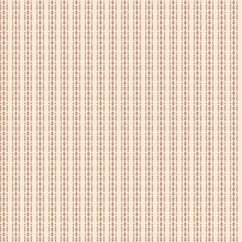 fabric pattern of red thin vertical lines with tiny motifs on a cream background