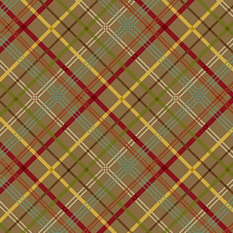 plaid fabric pattern with lines of brown, red, and yellows