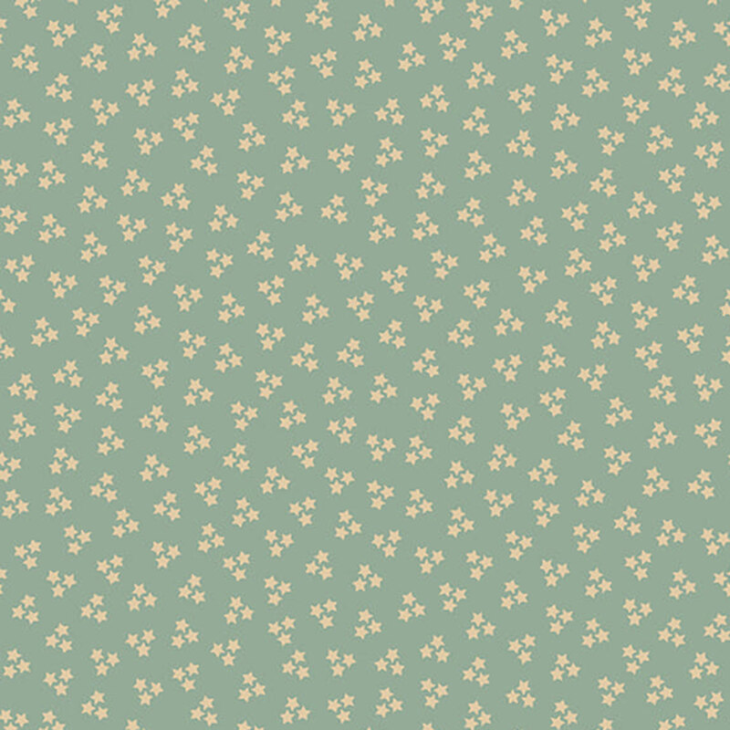 ditsy fabric pattern of small star motifs on a light aqua background