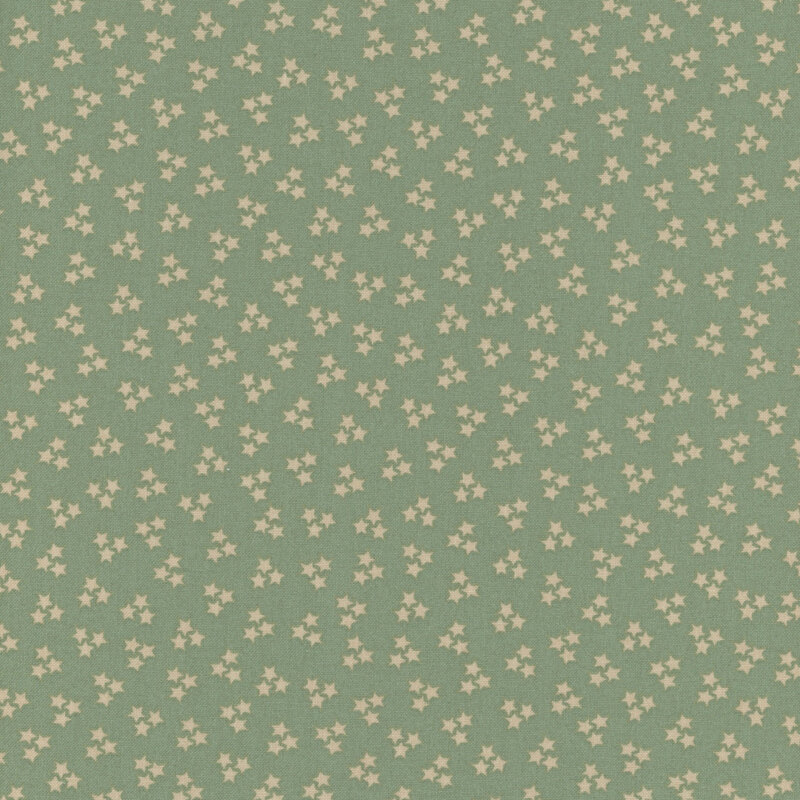 ditsy fabric pattern of small star motifs on a light aqua background