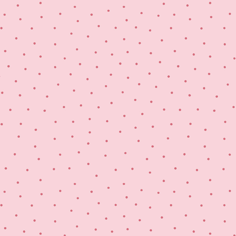 Pink fabric with evenly spaced red dots throughout