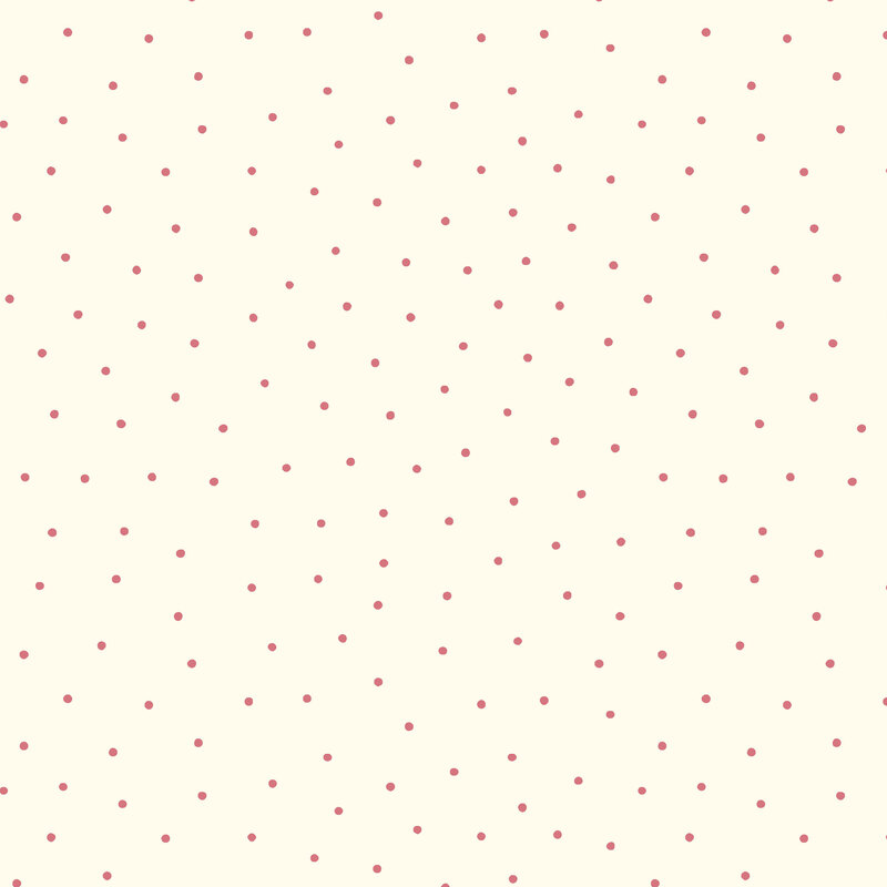 Light cream fabric with evenly spaced small red dots arranged throughout.