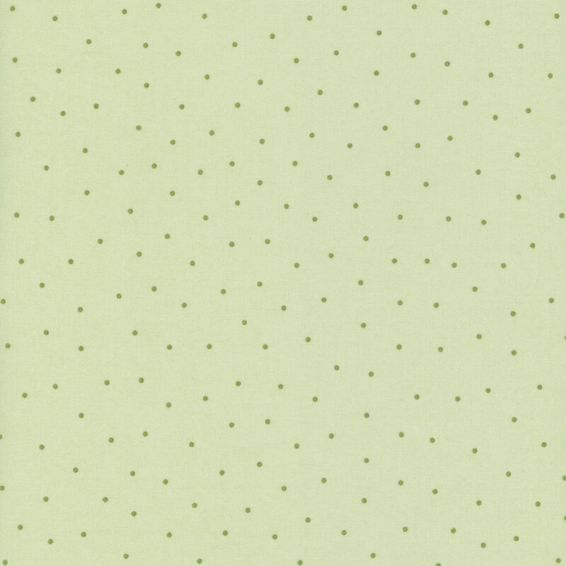 Pale green fabric with evenly spaced small green dots arranged throughout.