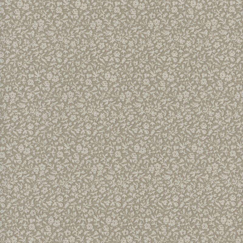 Seamless floral pattern in cream on a light beige fabric.