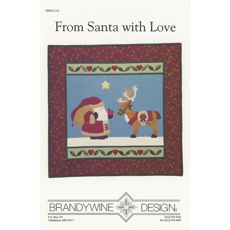 The front of the From Santa with Love pattern, featuring Santa feeding one of his reindeer.