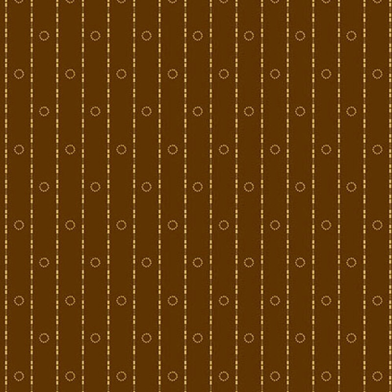 fabric pattern of stripes and circles on a brown background