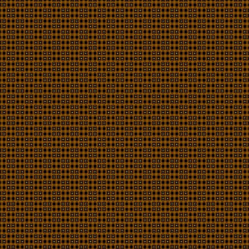 fabric pattern of tiny squares and small dots on a brown background