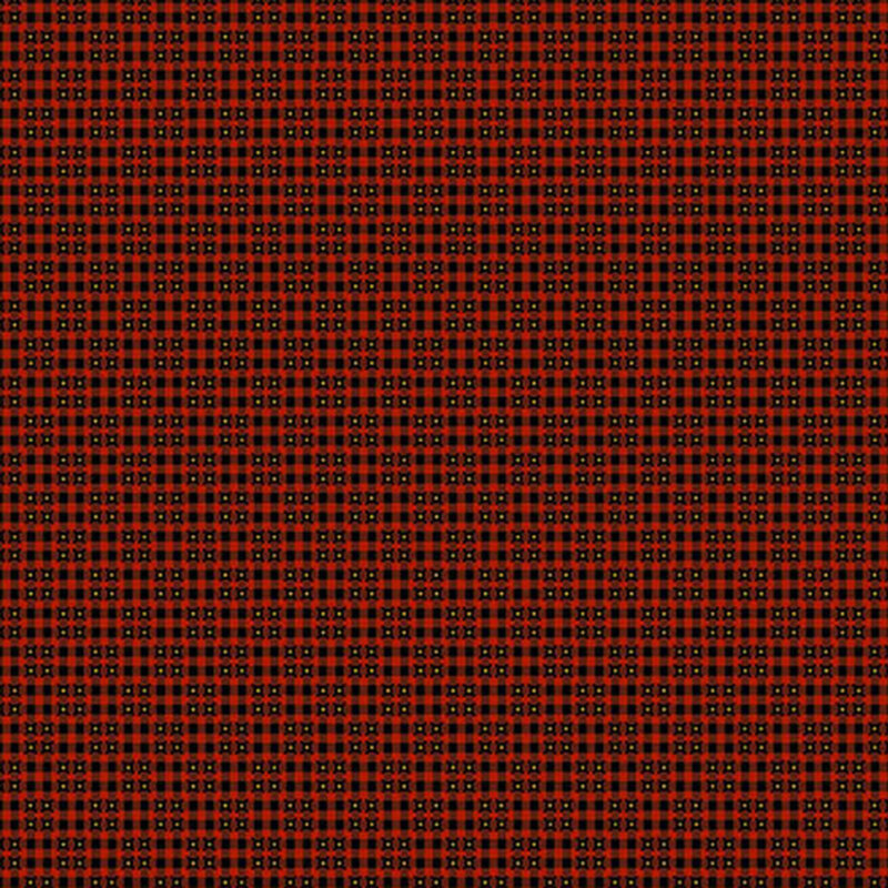 fabric pattern of tiny squares and small dots on a red background