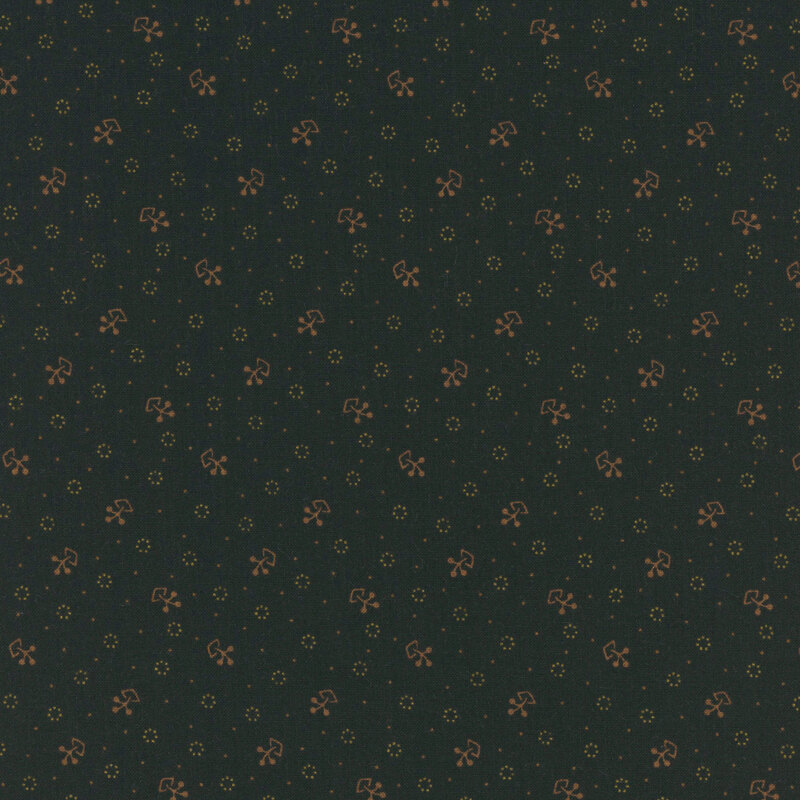 brown scattered flower motif pattern with a black background