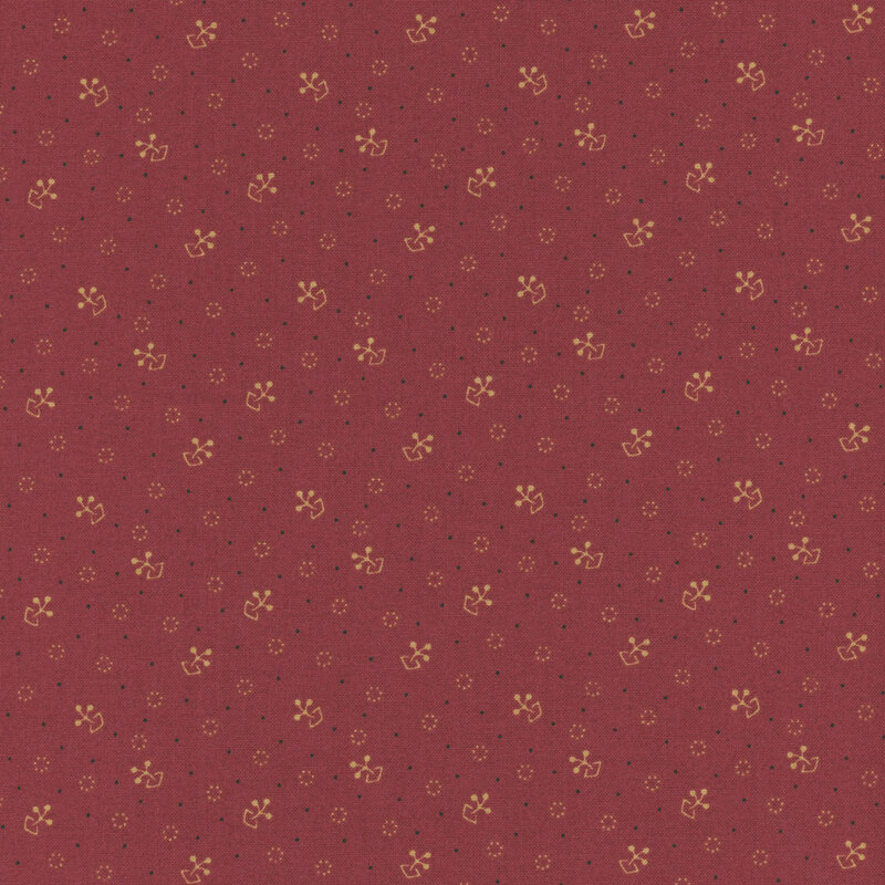 cream scatted floral motif pattern with a red background