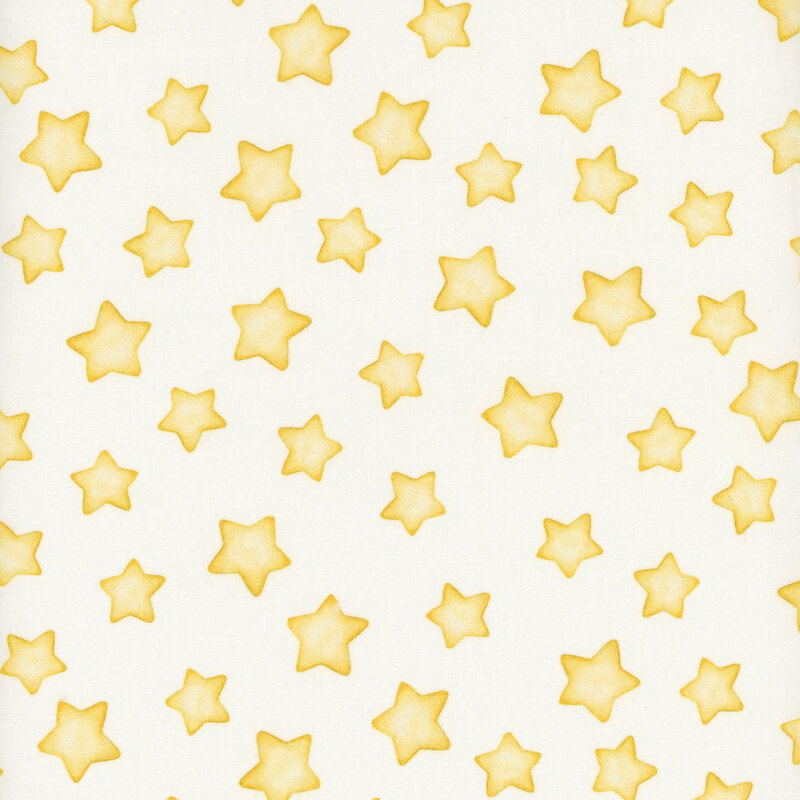 White fabric with tossed cartoony stars.