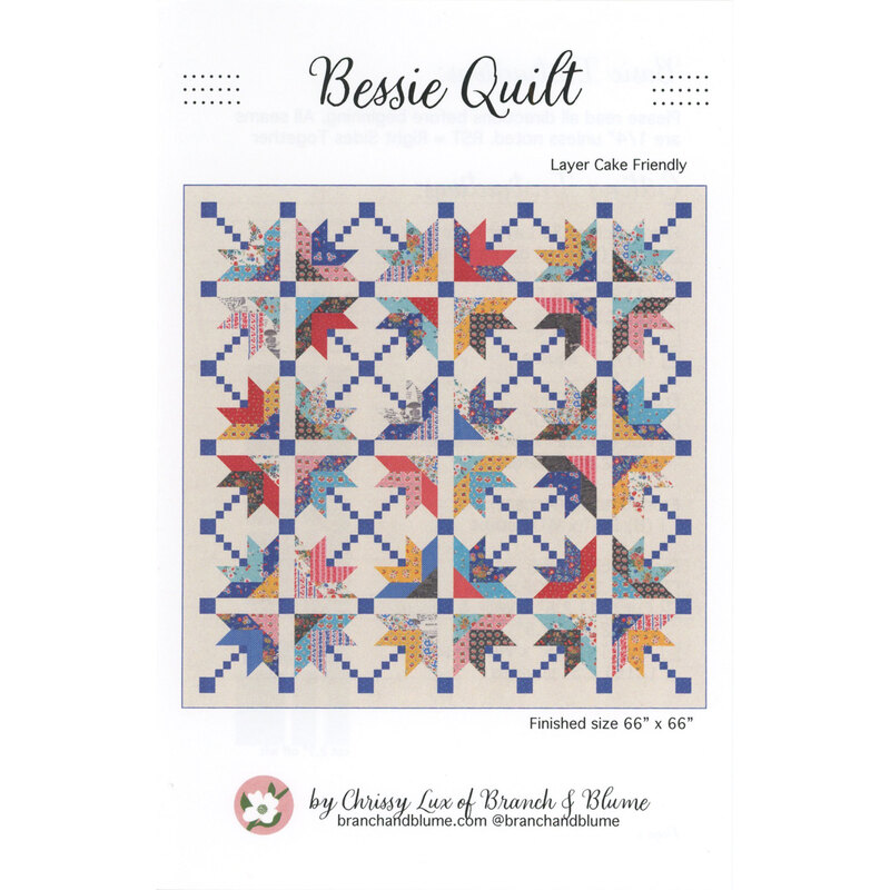 Front cover of pattern with the finished quilt isolated on a white background.