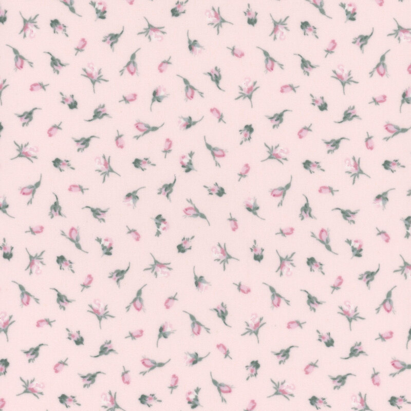 Light pink fabric with tossed pink flower buds.