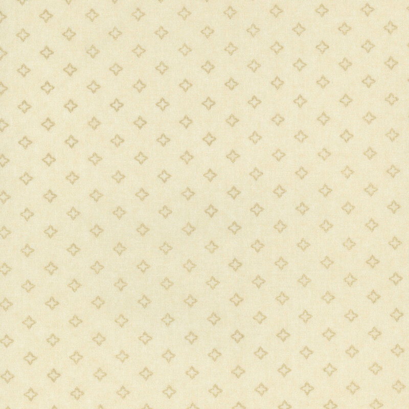 Cream fabric with a repeating tonal four-pointed-star design.