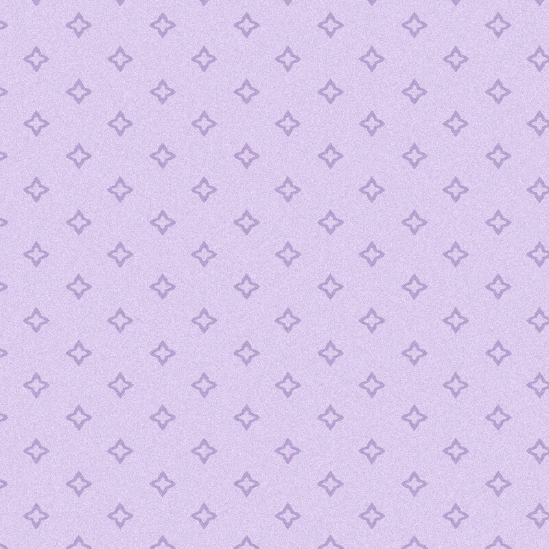 Purple fabric with a repeating tonal four-pointed-star design.