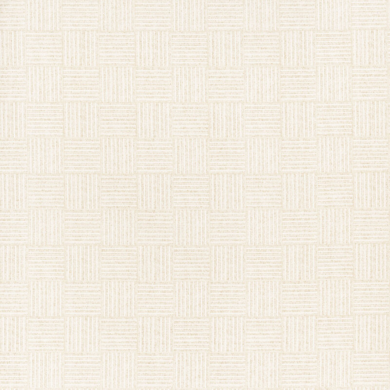 A tonal cream cross-hatched checker fabric design.
