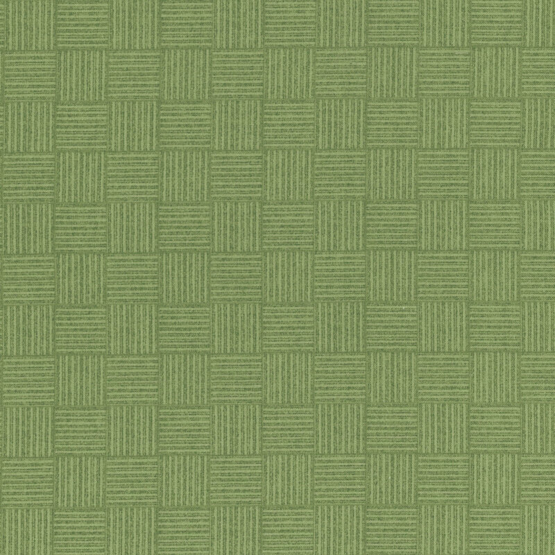 A tonal green cross-hatched checker fabric design.