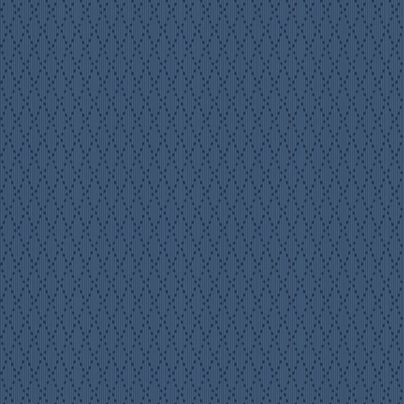 A textured blue fabric with a repeating diamond pattern of small dots.