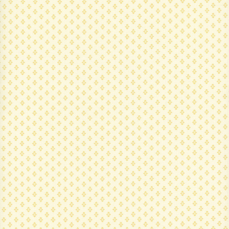 A repeating pattern of small yellow florals on a cream background.