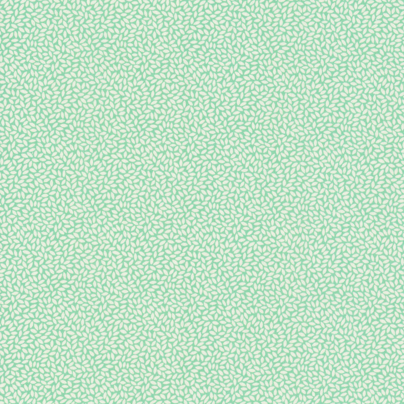fabric pattern of white leaves on a teal background