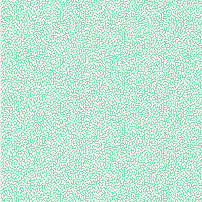 fabric pattern of white leaves on a teal background