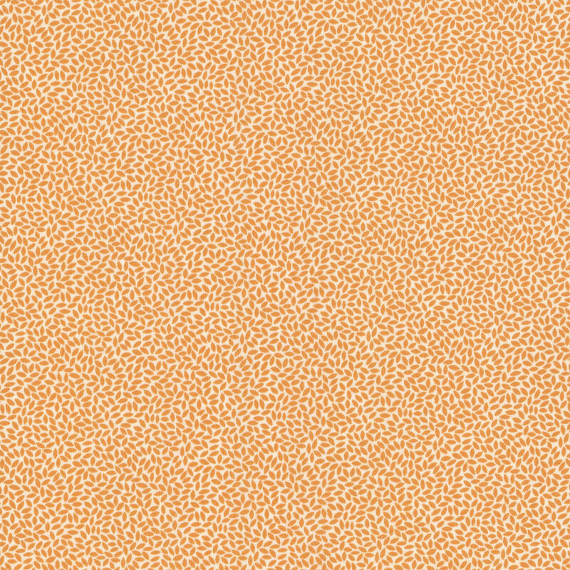 fabric pattern of orange leaves on a white background