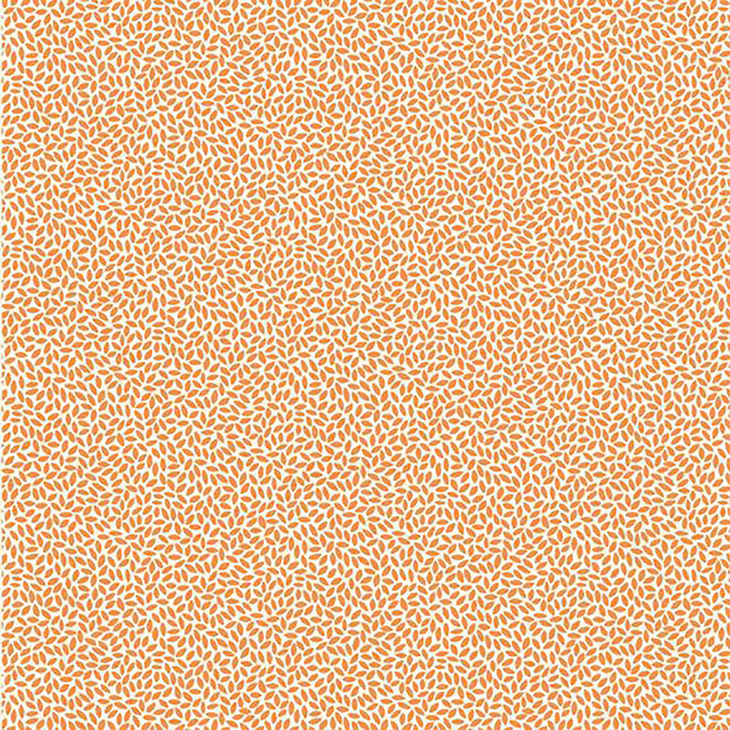 fabric pattern of orange leaves on a white background