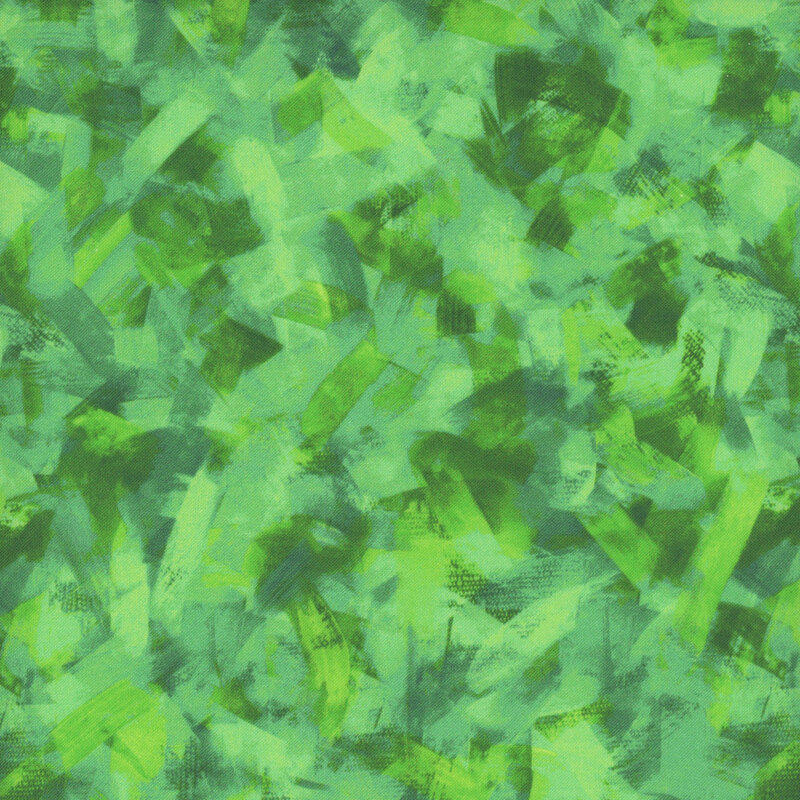 fabric pattern of green brush strokes
