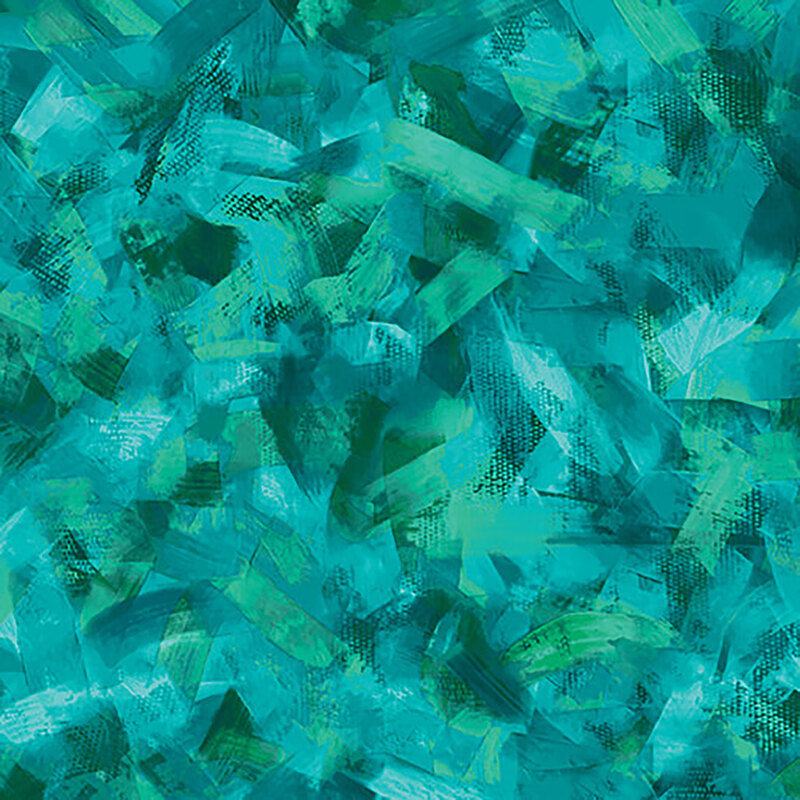 fabric pattern of teal and deep aqua brush strokes