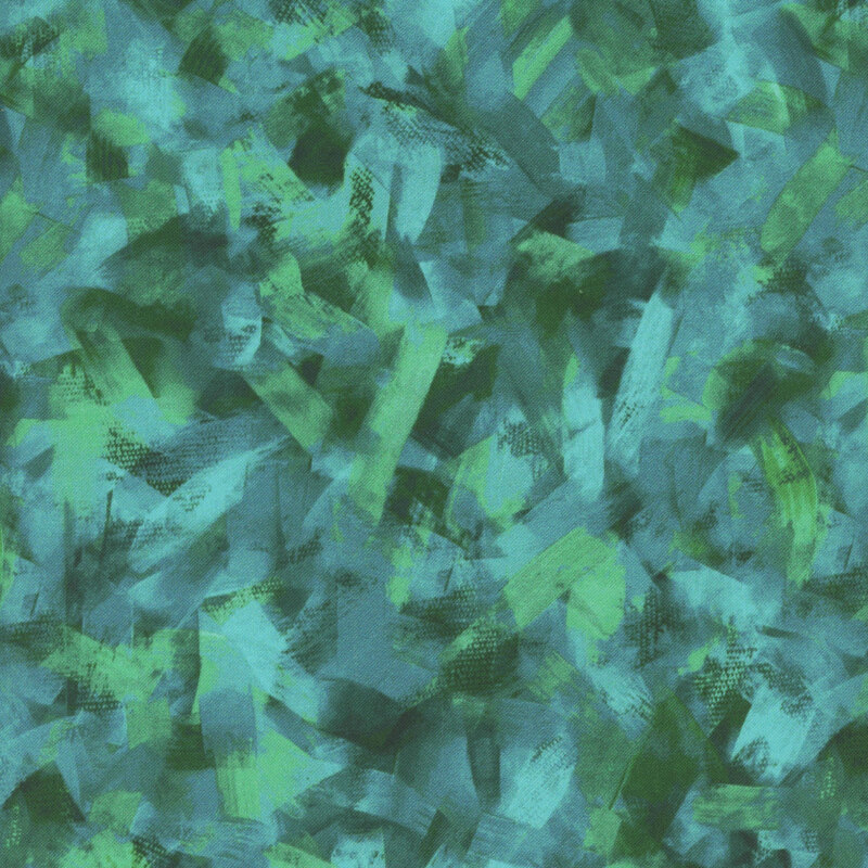 fabric pattern of teal and deep aqua brush strokes