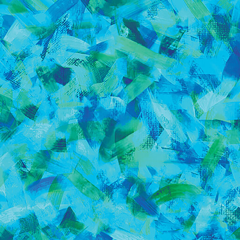 fabric pattern of bright teal brush strokes