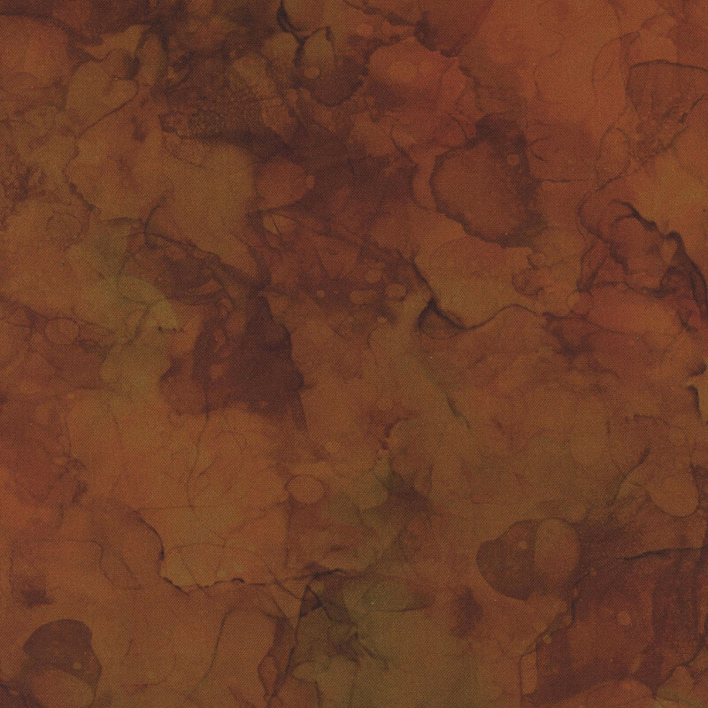 Dark brown-orange watercolor fabric with tonal mottling.