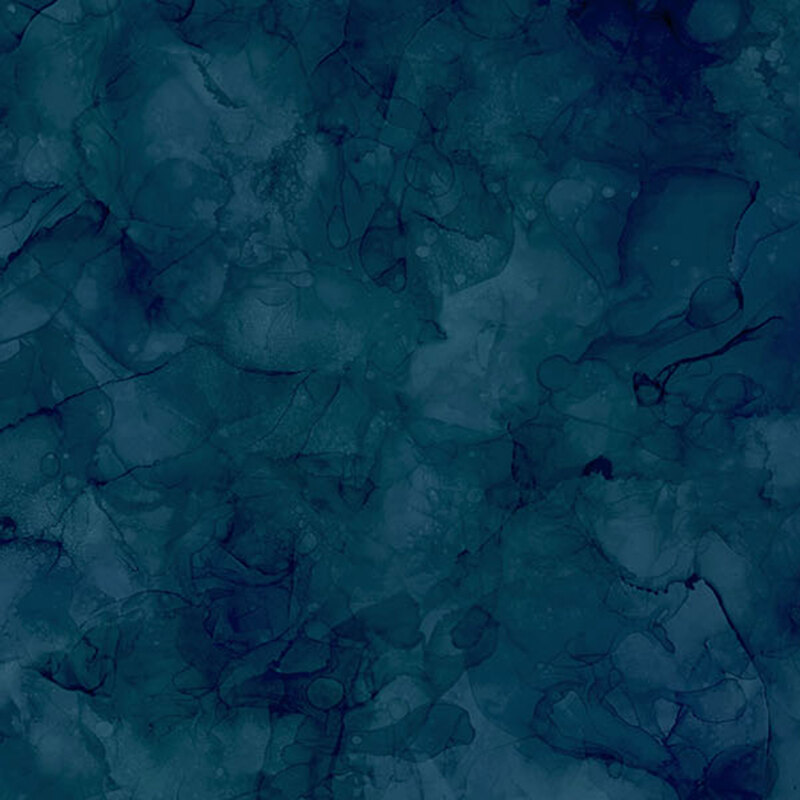 Dark blue watercolor fabric with tonal mottling.