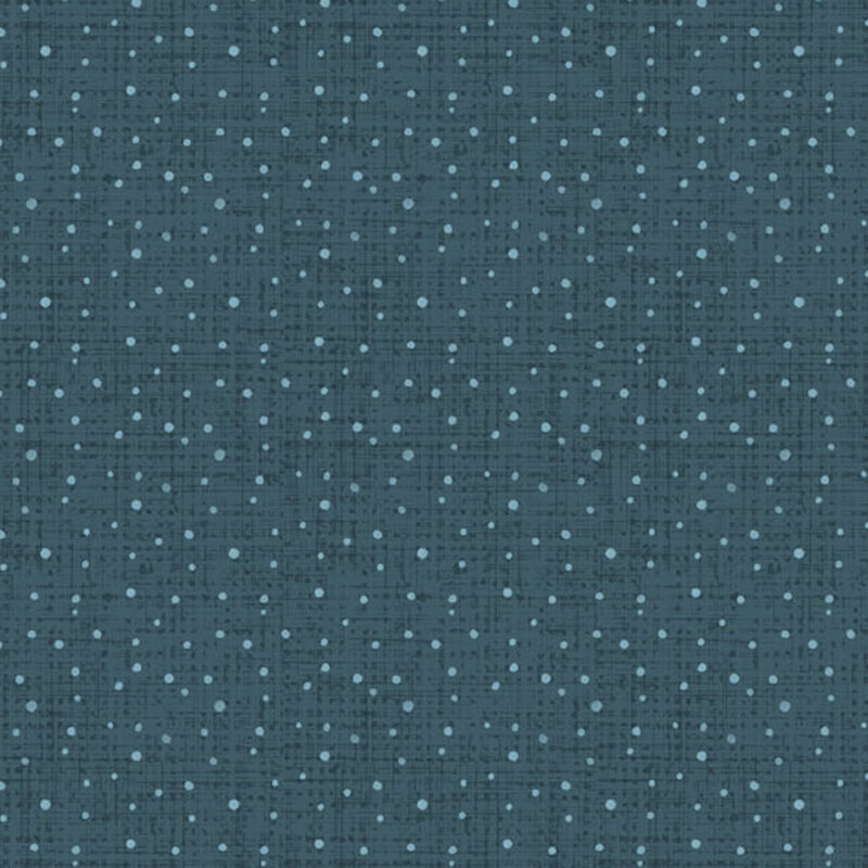 Navy textured fabric with a subtle pattern of small light blue dots.