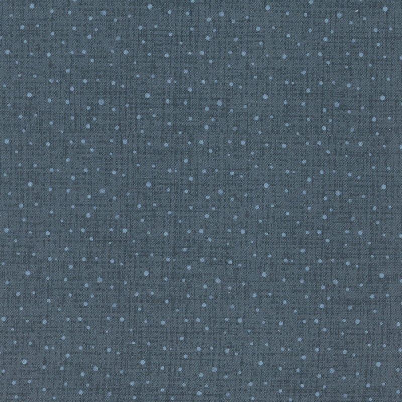 Navy textured fabric with a subtle pattern of small light blue dots.