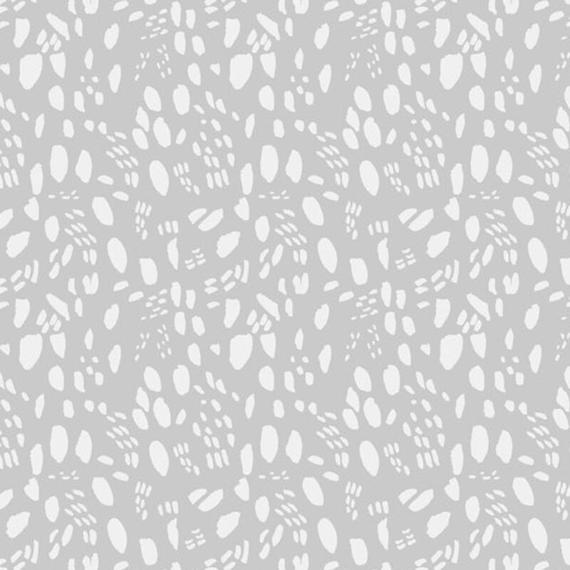 Light gray fabric pattern with irregular white shapes resembling organic forms, evenly distributed.