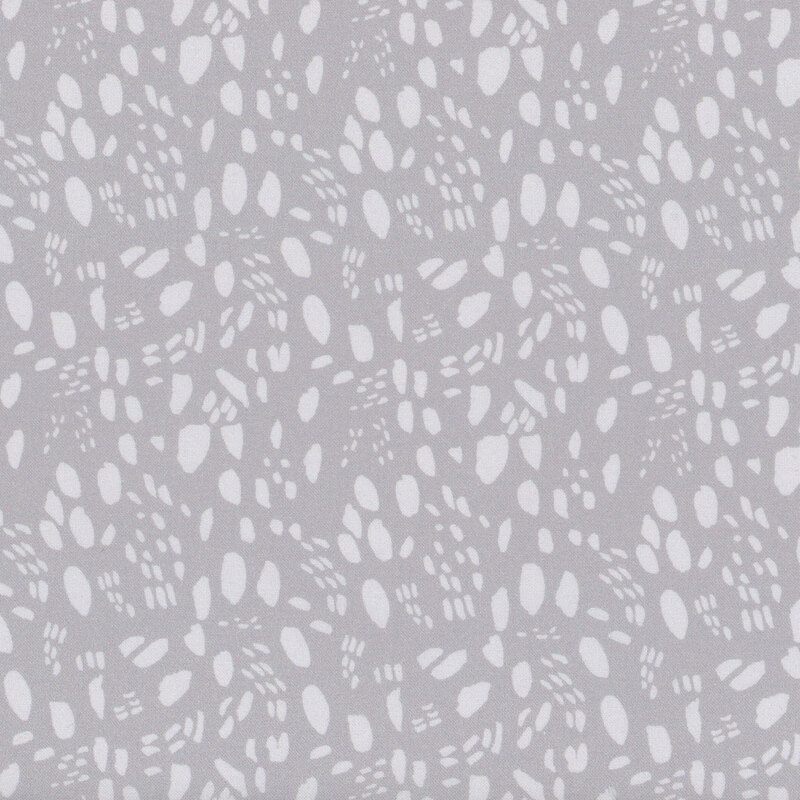 Light gray fabric pattern with irregular white shapes resembling organic forms, evenly distributed.