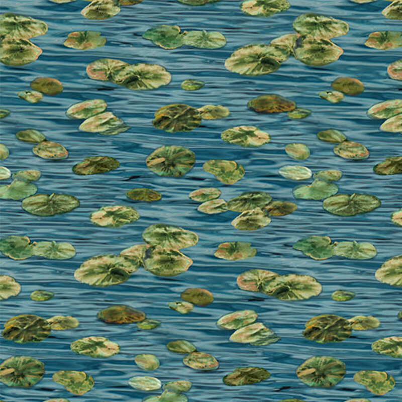 fabric pattern of lily pads floating on water