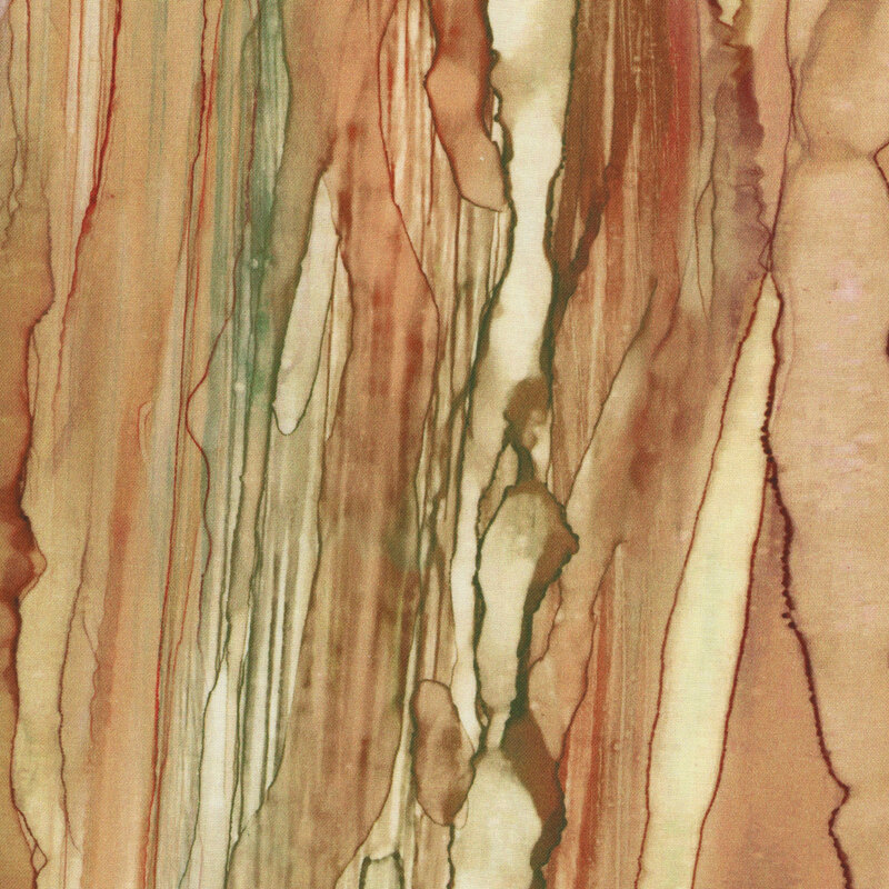 Abstract fabric featuring vertical streaks of varying shades of red and yellow, evoking a sense of depth and fluidity.