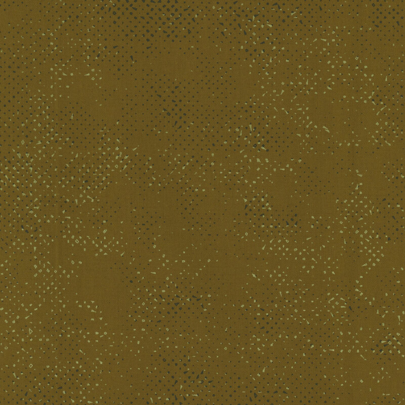 Textured dark olive green fabric with a pattern of small speckles