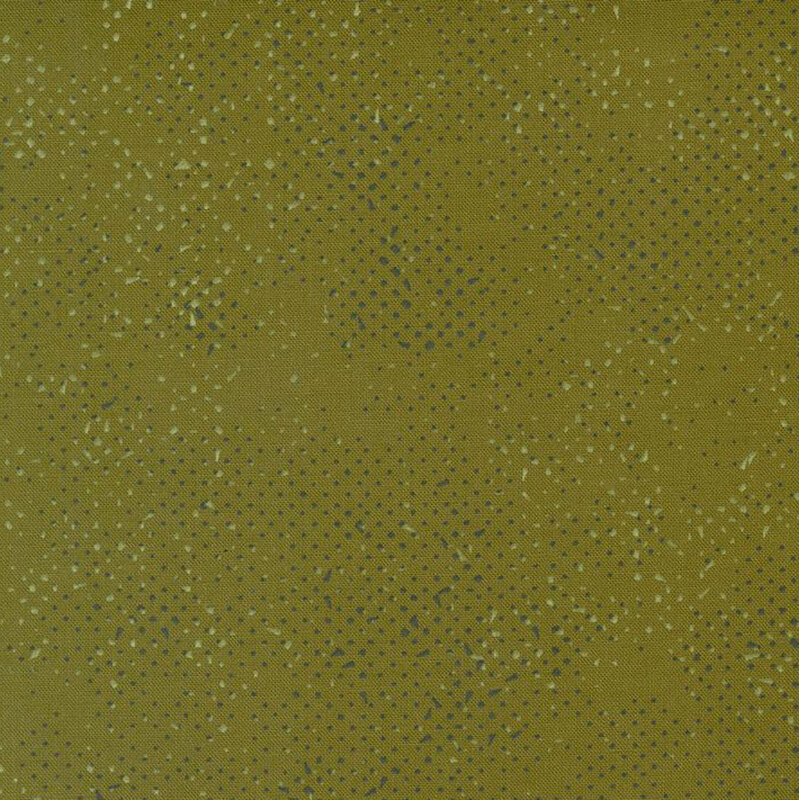 Textured olive green fabric with a pattern of small speckles