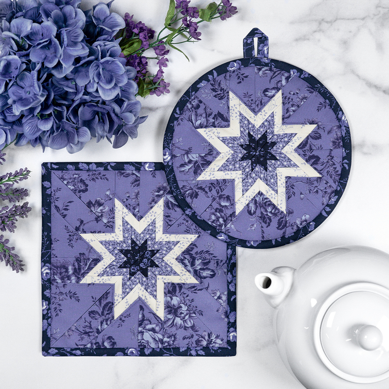 SAMPLE - Folded Star Hot Pads - Jasper Blue 